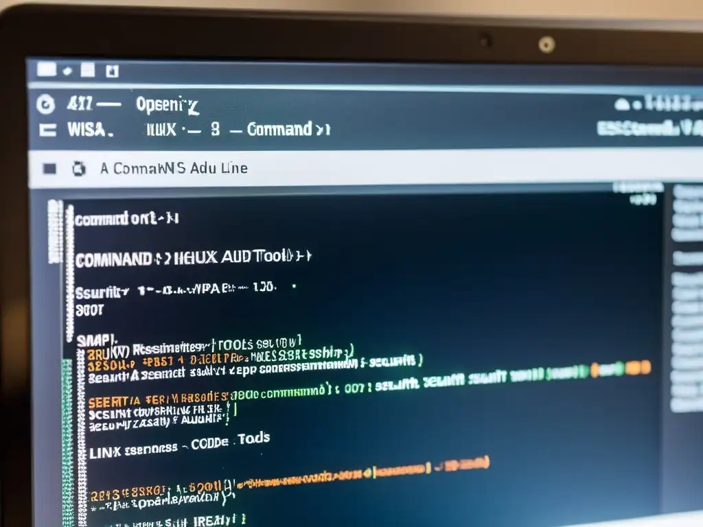 Interfaz de línea de comandos en sistema Linux realizando auditoría de seguridad con nmap, Wireshark y OpenVAS