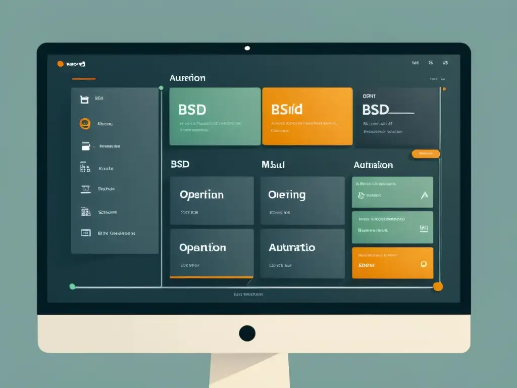 Interfaz BSD minimalista muestra la automatización de marketing en sistemas operativos alternativos con estilo documental