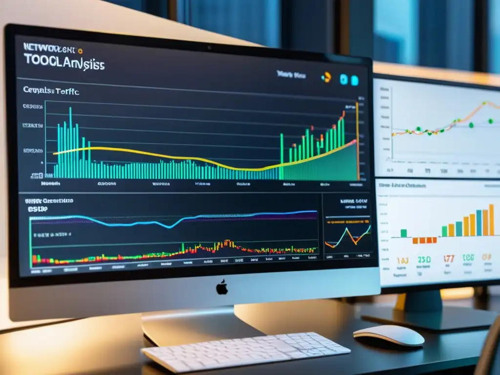 Interfaz moderna de herramientas de análisis de tráfico en BSD, con gráficos detallados y datos en tiempo real en pantalla de ordenador