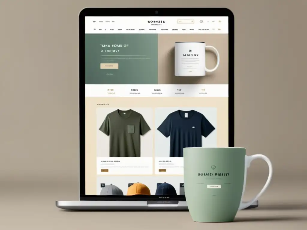 Interfaz moderna de tienda online con plugins personalización productos tienda online, destacando la personalización de artículos como camisetas, tazas y fundas de teléfono