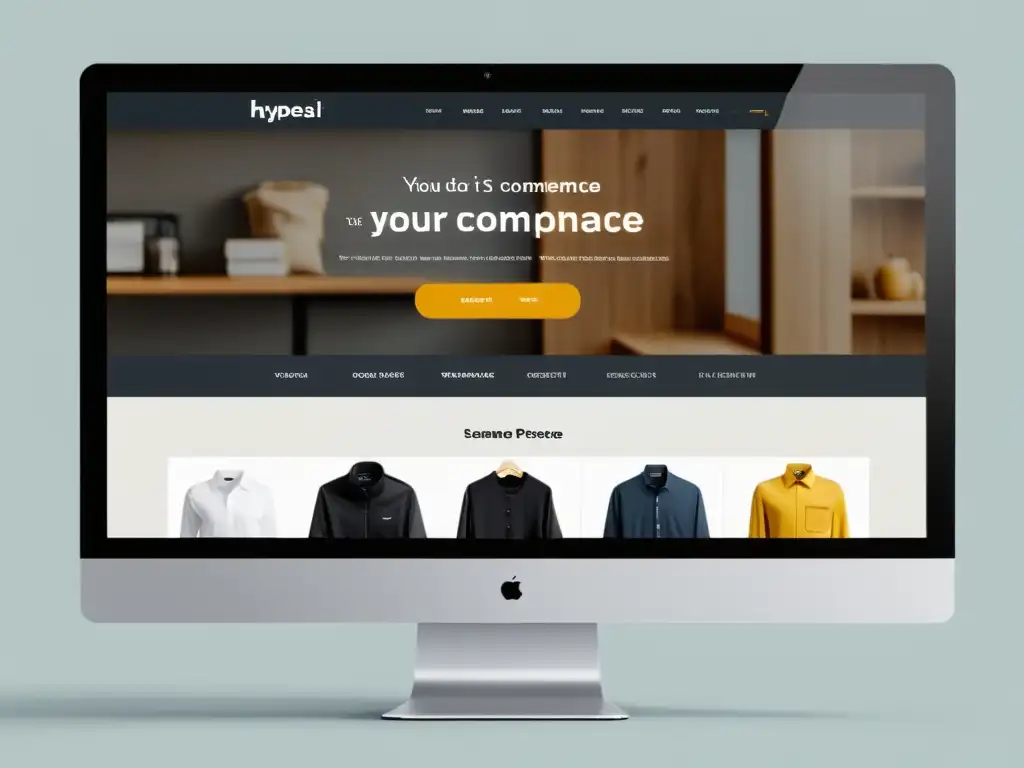 Interfaz de plataforma de ecommerce moderna en Linux, con líneas limpias, imágenes de alta resolución y navegación intuitiva