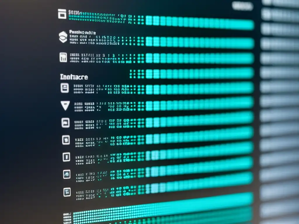 Interfaz de sistema informático moderno con código y seguridad