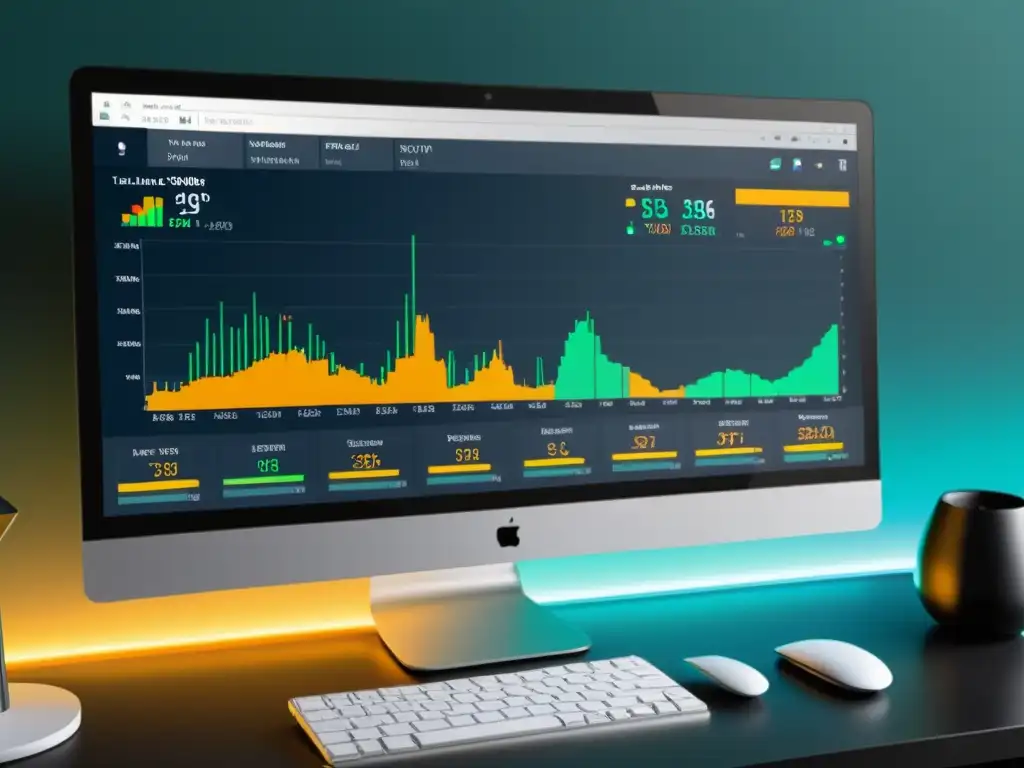 Interfaz de software de análisis técnico para Linux, mostrando gráficos nítidos y modernos con colores vibrantes y líneas detalladas