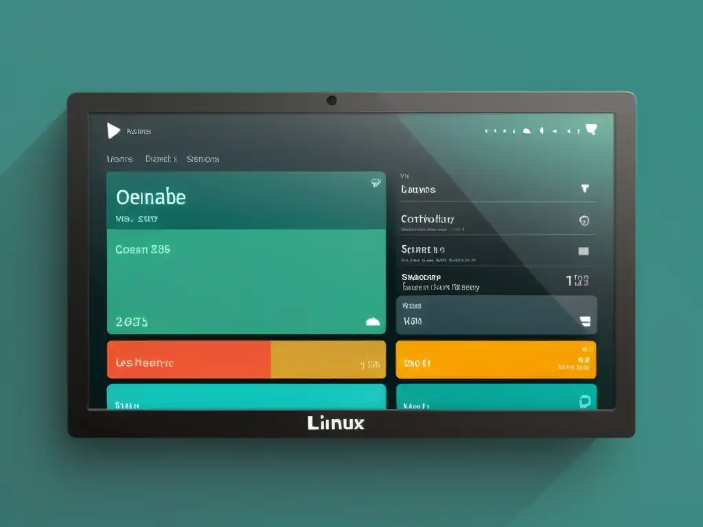 Interfaz de usuario personalizable en sistema operativo Linux, evocando innovación y adaptabilidad