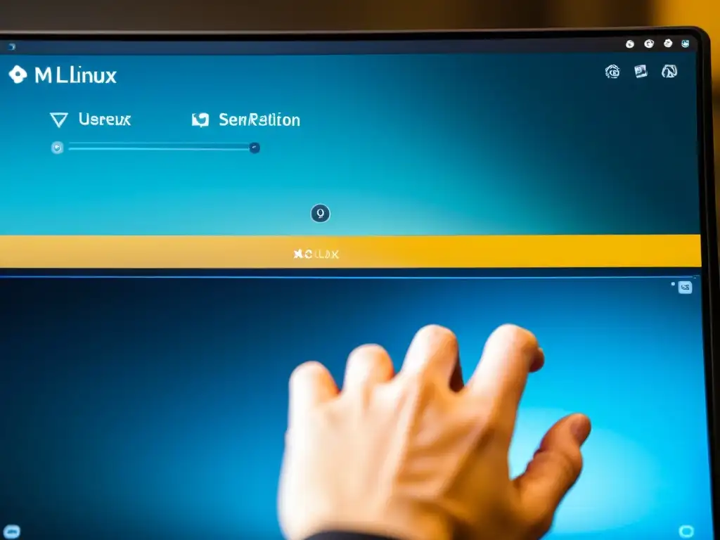 Mano navegando la interfaz MX Linux, mostrando la facilidad de uso