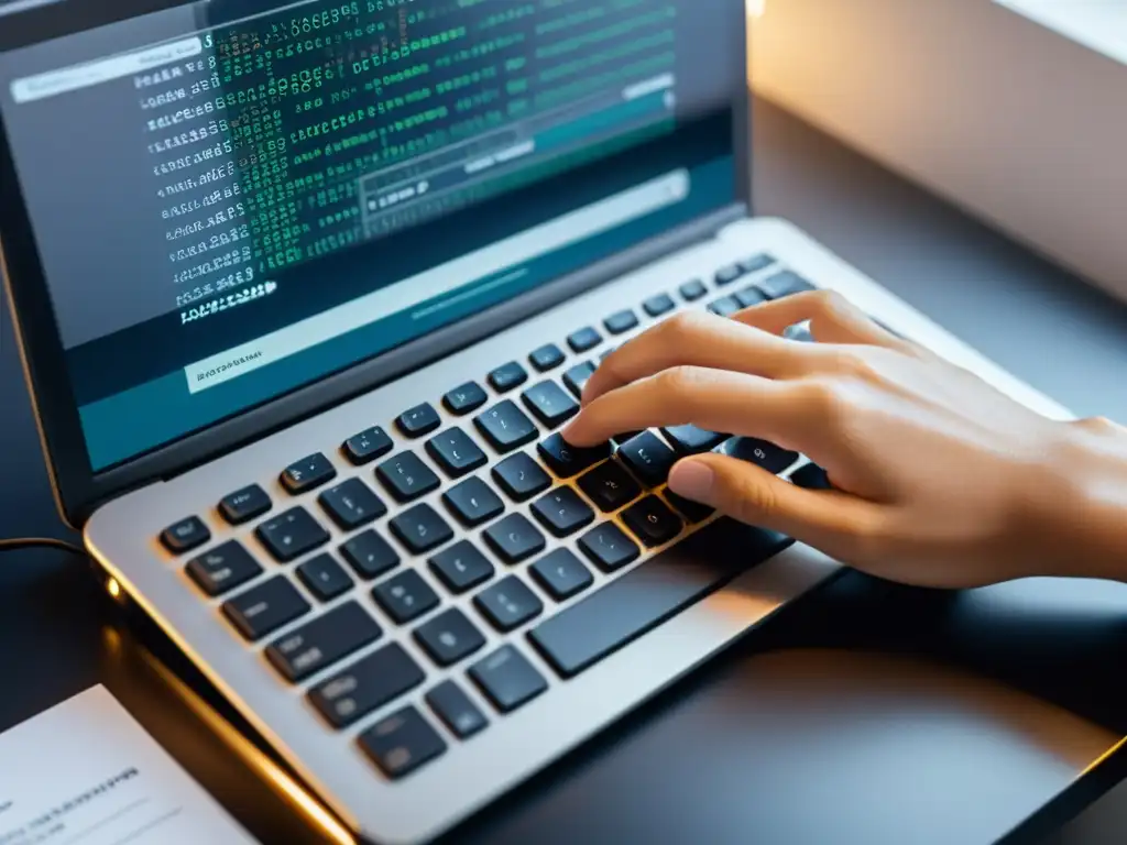 Manos expertas escriben código seguro para los mejores sistemas gestión bases datos Linux, reflejando precisión y profesionalismo