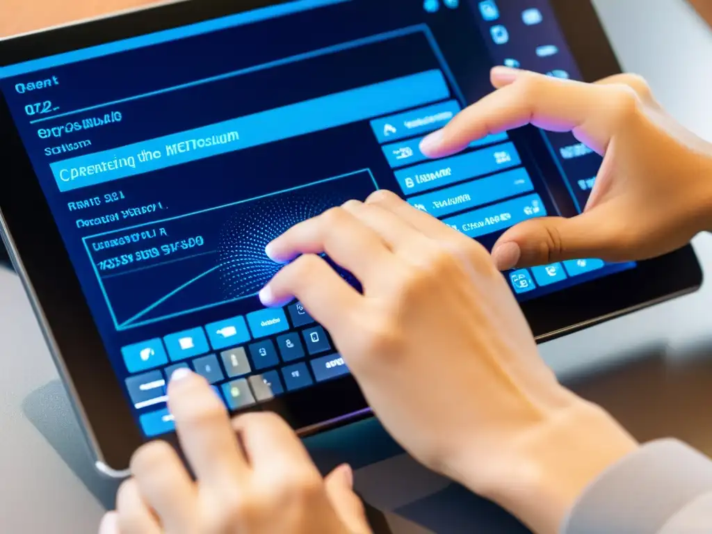 Unas manos meticulosas personalizan un sistema operativo ARM en una pantalla táctil moderna