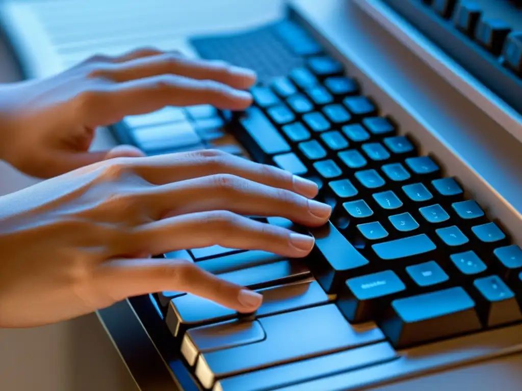 Unas manos teclean en un teclado con destreza, capturando la esencia del proceso