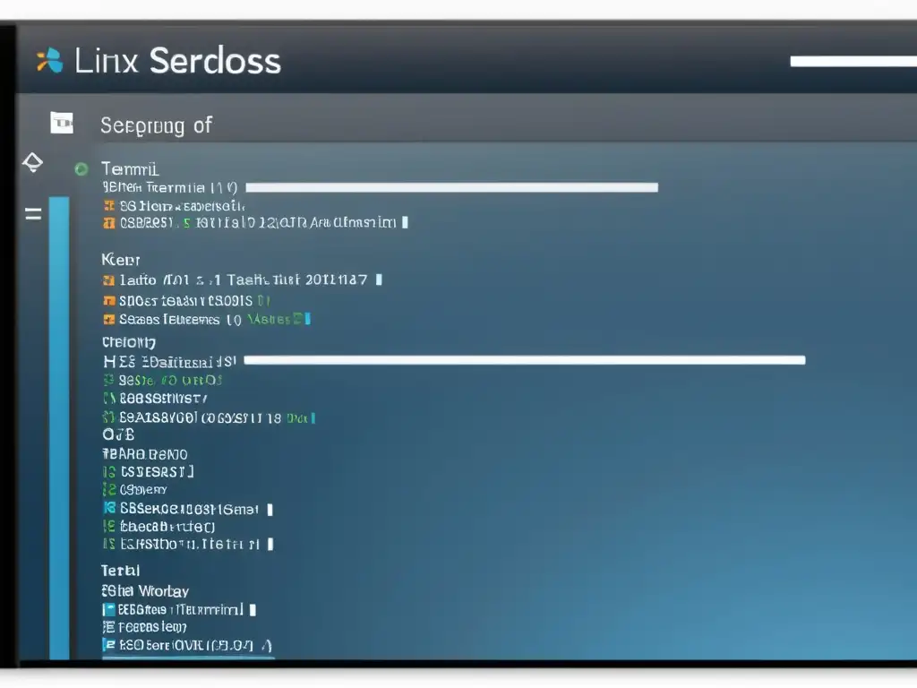 Configuración Kerberos en Linux: Imagen minimalista de una pantalla de terminal Linux mostrando el proceso paso a paso con diseño moderno y tonos de azul y gris