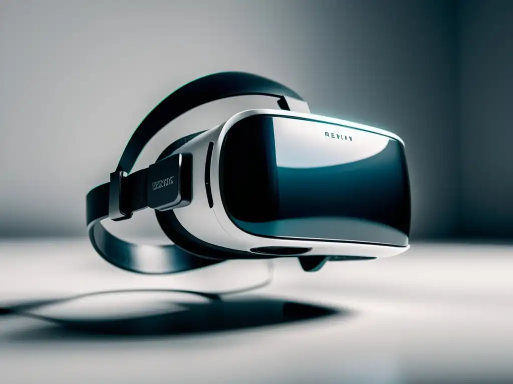 Headset de realidad virtual: modernidad y tecnología avanzada Un moderno auricular de realidad virtual iluminado por luz natural, muestra detalles innovadores