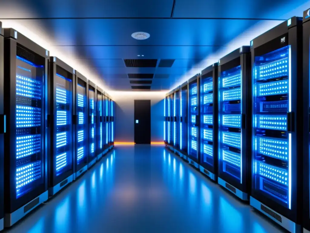 Sala de servidores de alta tecnología: eficiencia y elegancia en Linux Un moderno servidor Linux con eficiente sistema de archivos