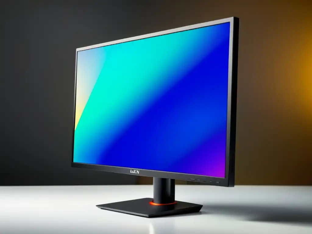 Un monitor 4K moderno con colores vibrantes y diseño minimalista