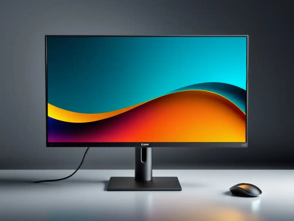 Un monitor de alta resolución moderno para Linux, con imágenes nítidas y colores precisos en un ambiente minimalista