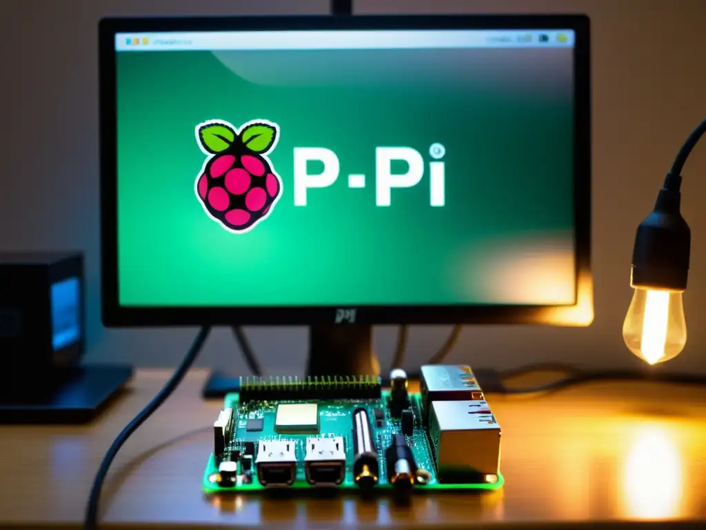 Montaje minimalista de Raspberry Pi para minería de criptomonedas con sistemas alternativos, iluminación suave