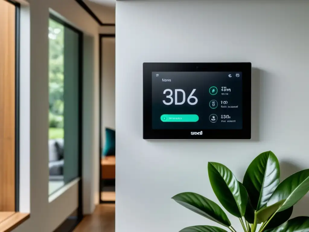 Panel de control inteligente para el hogar con diseño minimalista y funcionalidad de voz
