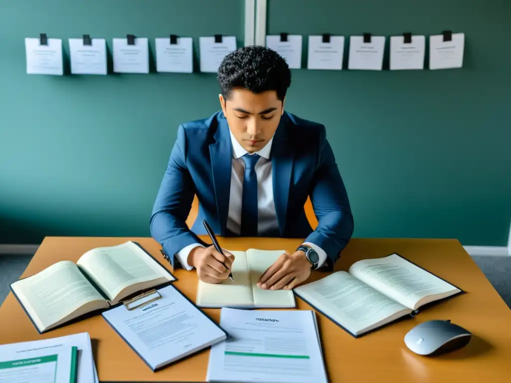 Persona estudiando para Certificaciones BSD programas reconocidos, rodeada de libros y laptop en un ambiente enfocado y profesional