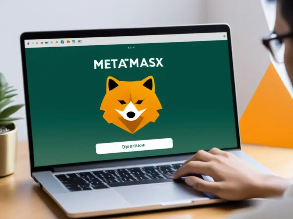 Persona enfocada usando Metamask en Linux para acceder a plataformas de trading compatibles con Linux, mostrando determinación y profesionalismo