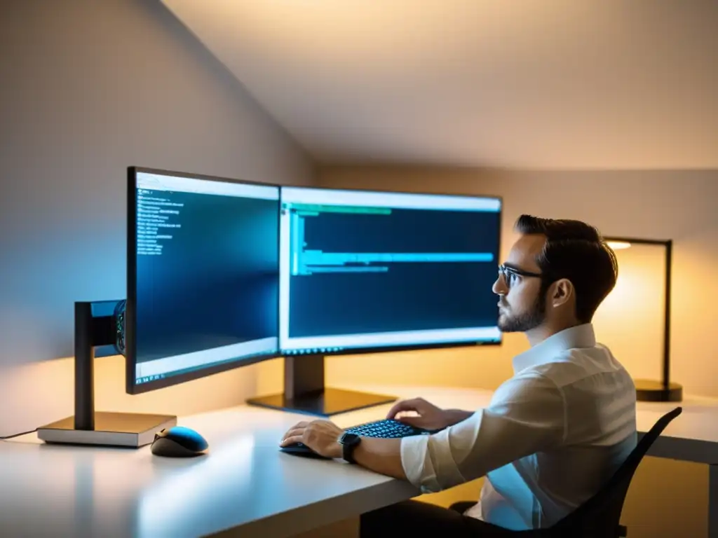 Persona trabajando en un moderno entorno de desarrollo integrado (IDE) compatible con Linux