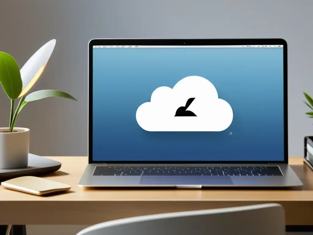 Persona usando un portátil Linux para acceder a iCloud en un espacio de trabajo armonioso y profesional