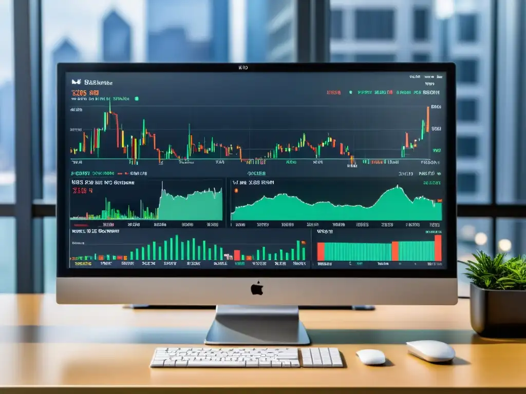 Una plataforma de trading en Linux muestra un diseño profesional y minimalista en un moderno monitor de computadora