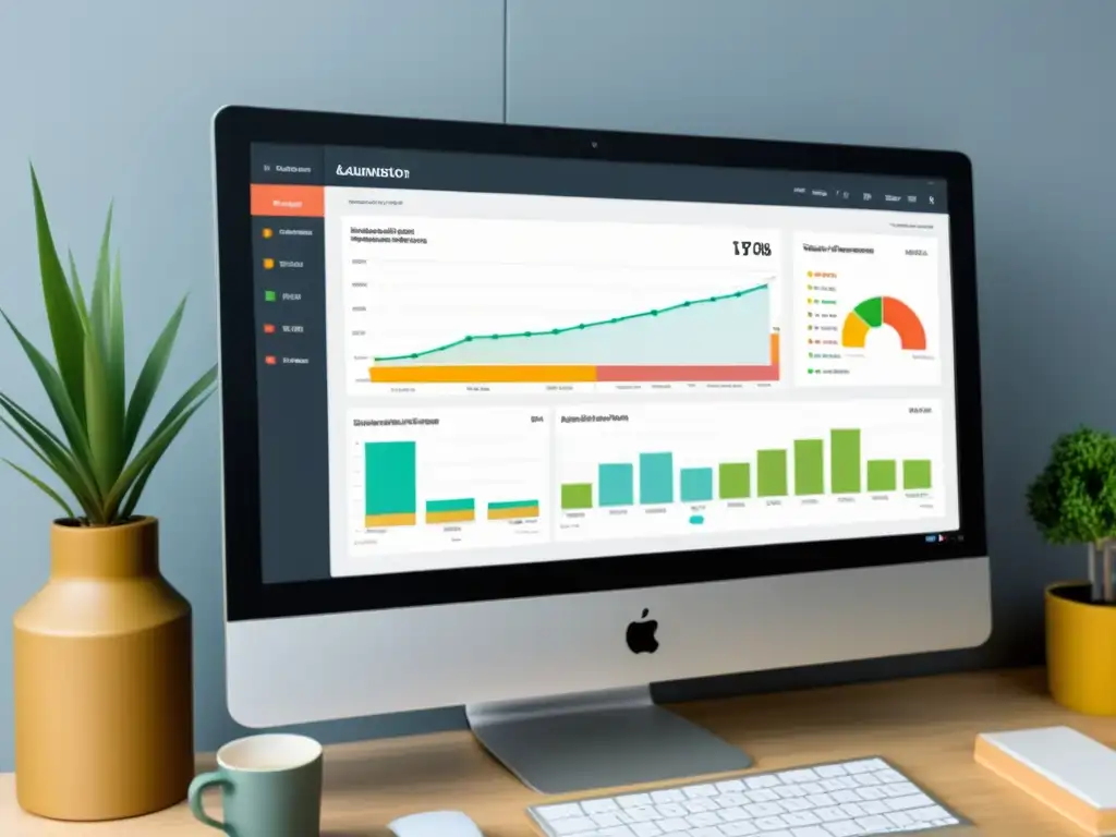 Dashboard de PrestaShop con Automatización de Marketing Dashboard de PrestaShop con plugins de automatización de marketing para Ecommerce, mostrando gráficos modernos y datos profesionales