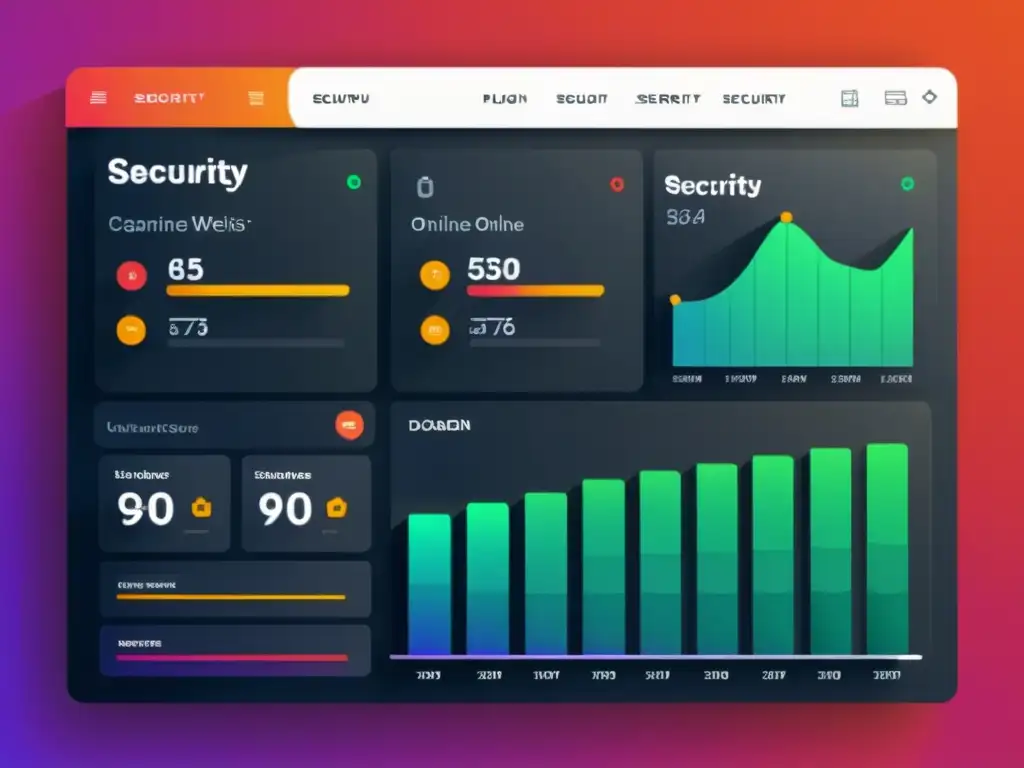 Dashboard de plugins seguridad tienda online con monitoreo en tiempo real, escaneo de malware, protección de firewall y estado de certificación SSL