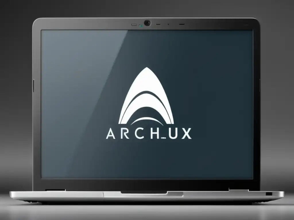 Un portátil minimalista muestra la ventana de terminal de Arch Linux