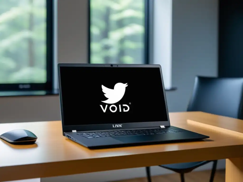 Un portátil moderno con Void Linux, mostrando su estética minimalista y profesional