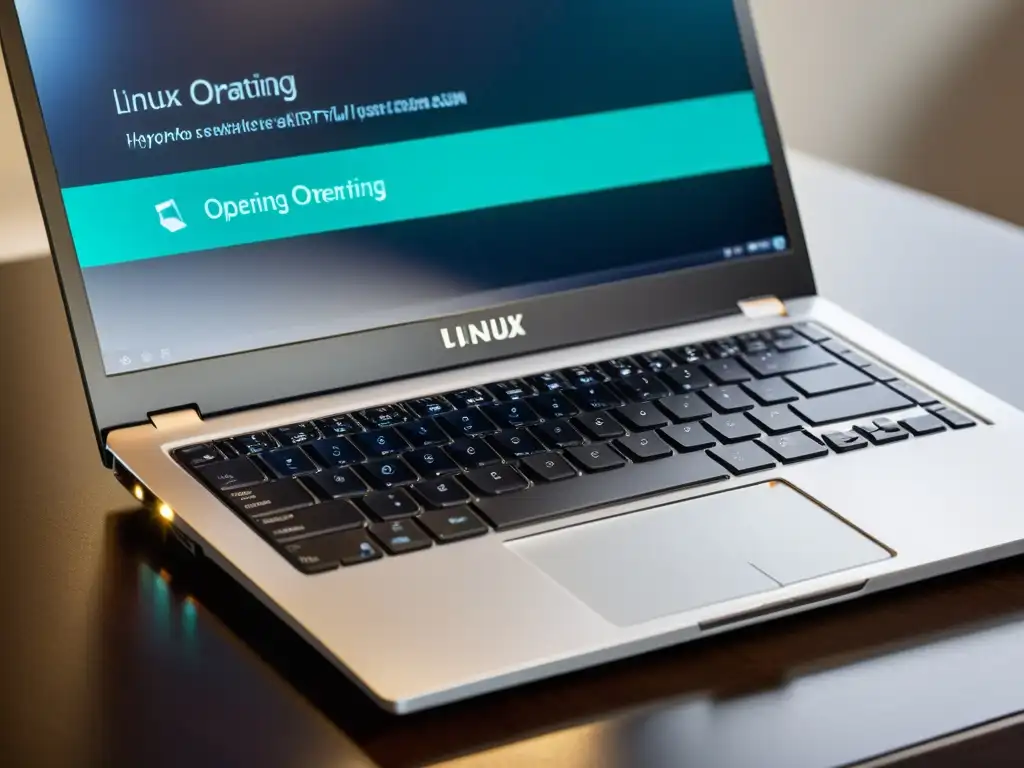 Portátil moderno con Linux en pantalla