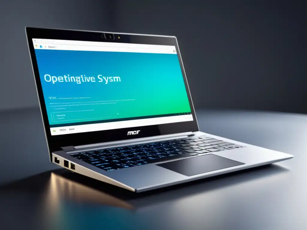 Un portátil moderno con un sistema operativo alternativo en pantalla