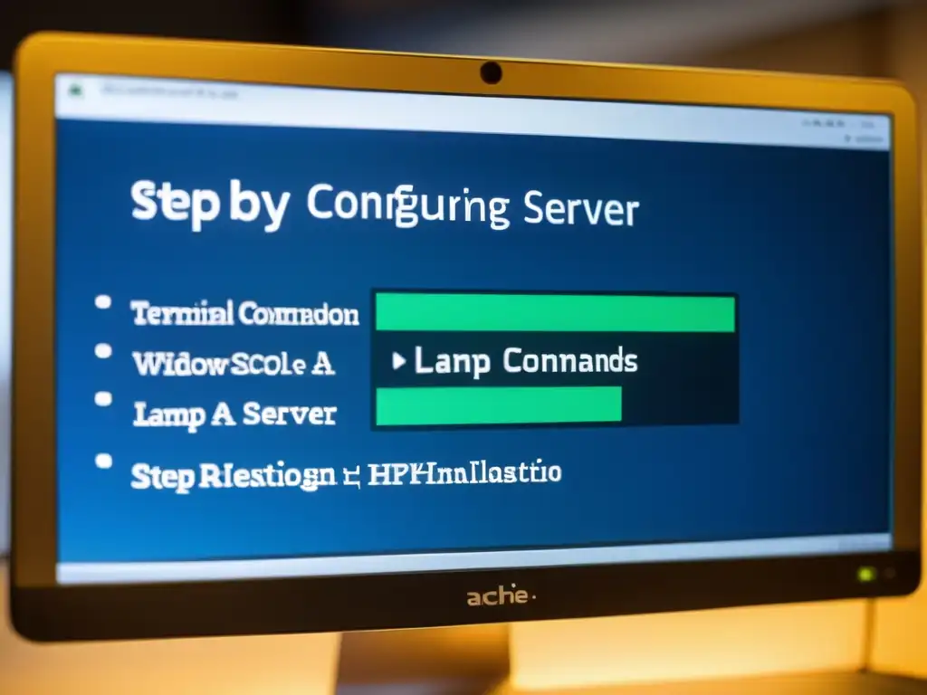Proceso de configuración del servidor LAMP en Linux: terminal con comandos detallados para instalar Apache, MySQL y PHP