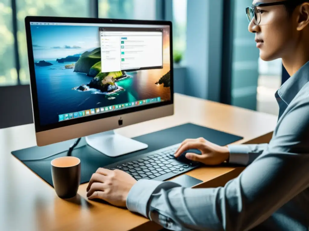 Experto en Linux: Productividad y Profesionalismo Profesional trabajando en Linux en un espacio minimalista