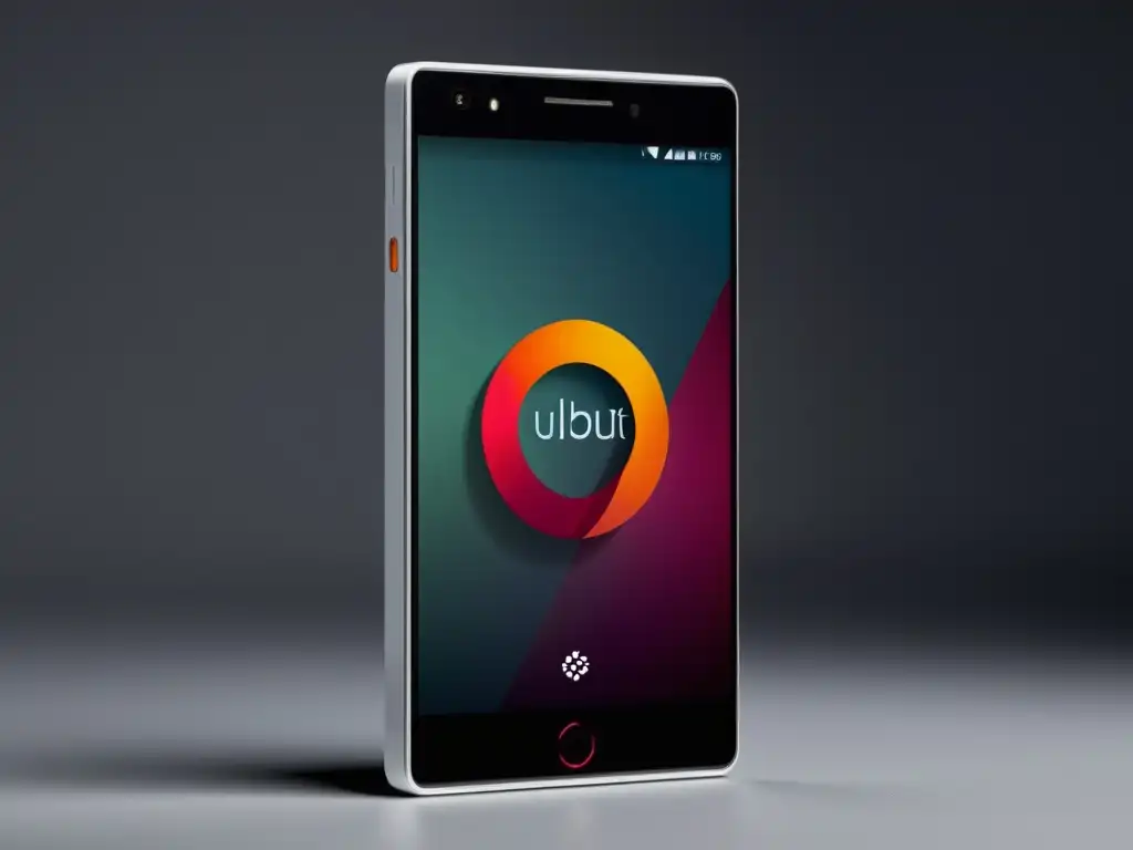 Prototipo del smartphone Ubuntu Edge en un elegante fondo blanco, mostrando su diseño innovador y sofisticado