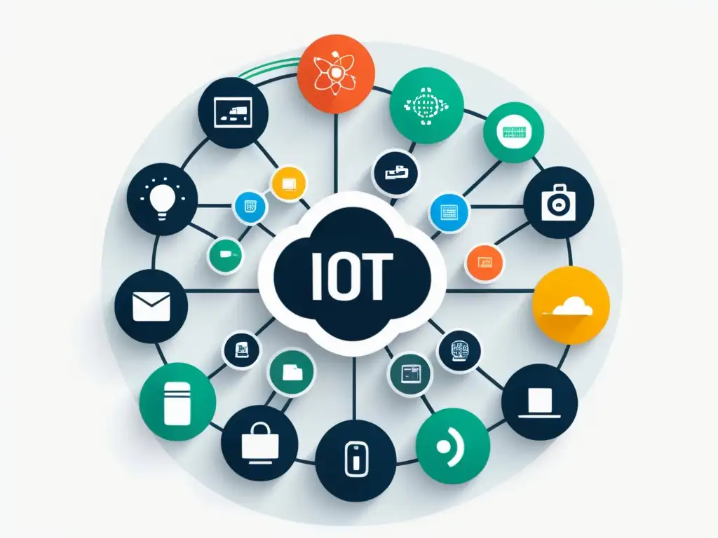 Una red de dispositivos IoT interconectados con diferentes sistemas operativos, mostrando la diversidad y eficiencia