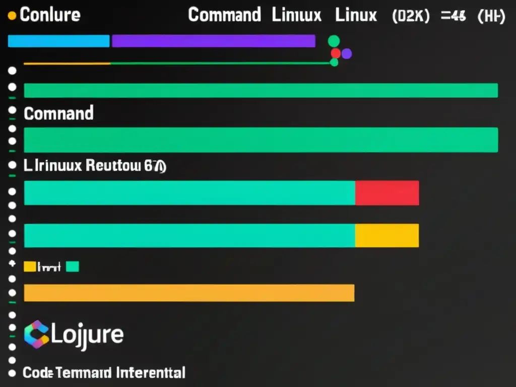 Una representación detallada y vibrante de la interfaz de línea de comandos de Linux ejecutando código Clojure