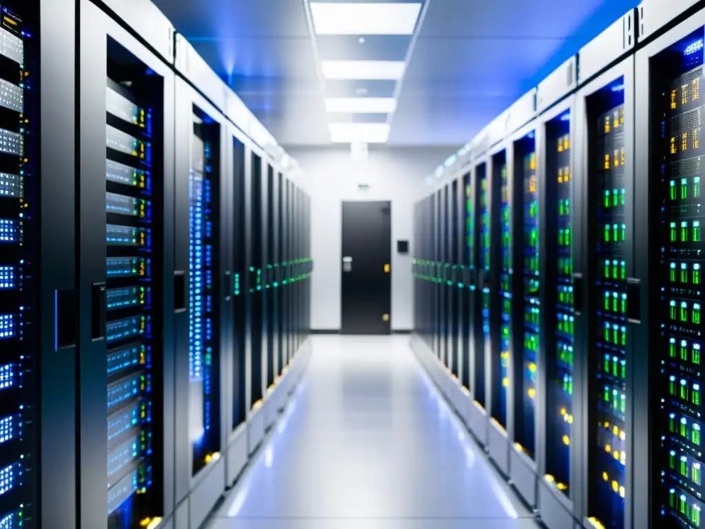 Centro de servidores: Orden y confiabilidad Un servidor ordenado y fiable en una sala bien iluminada