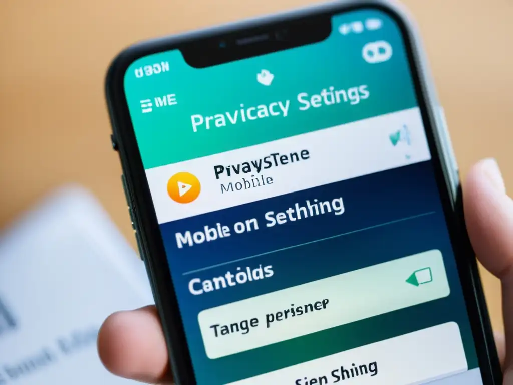 Un smartphone muestra menú de privacidad