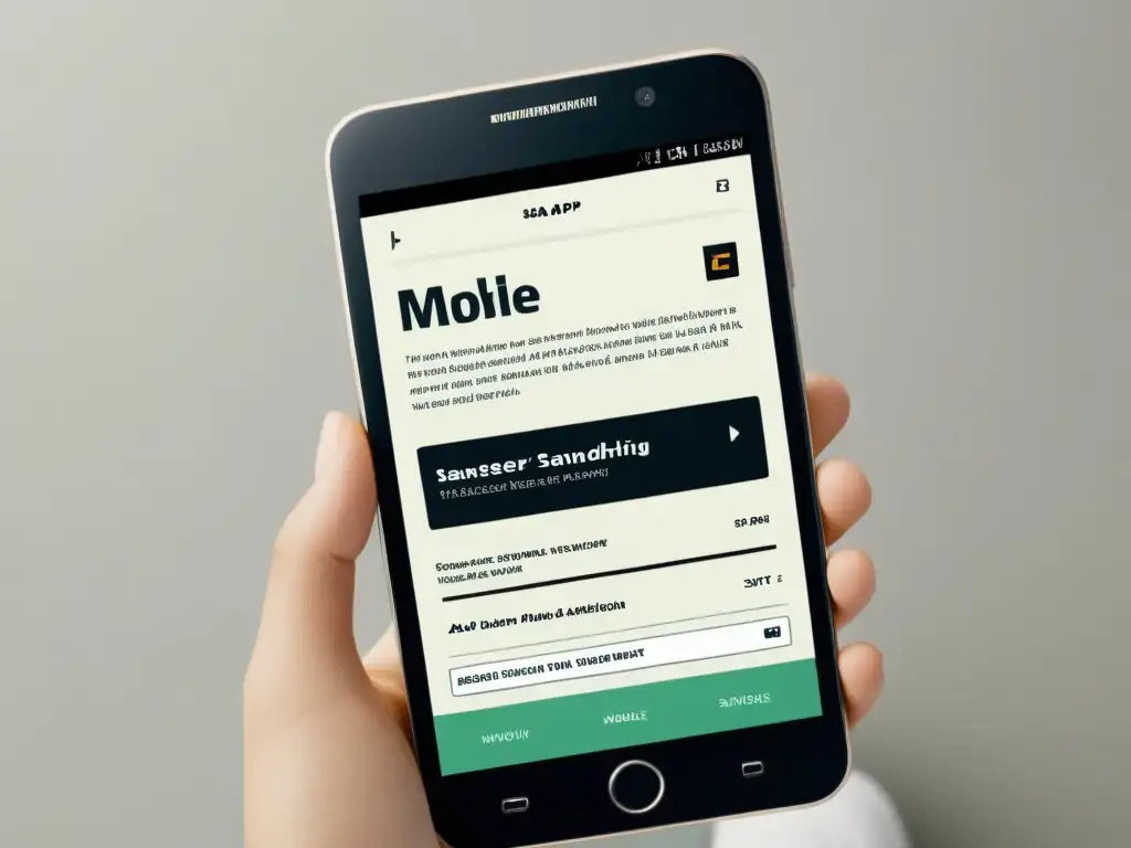 Smartphone muestra publicidad minimalista para una app