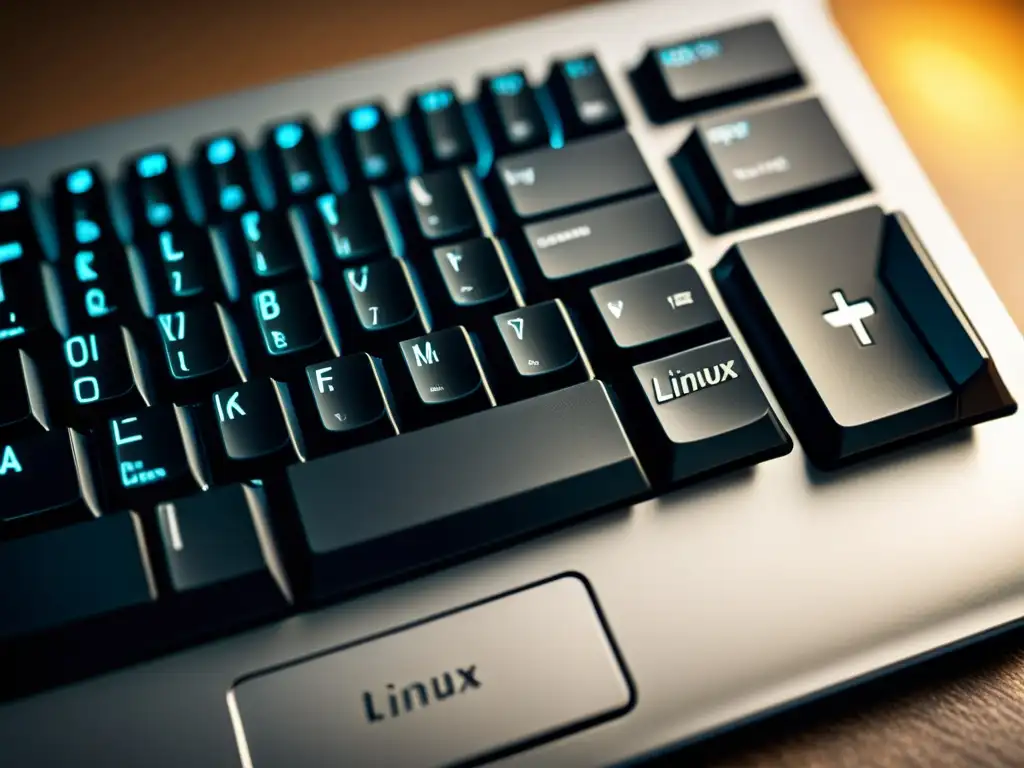 Teclado moderno con clave 'Linux' resaltada