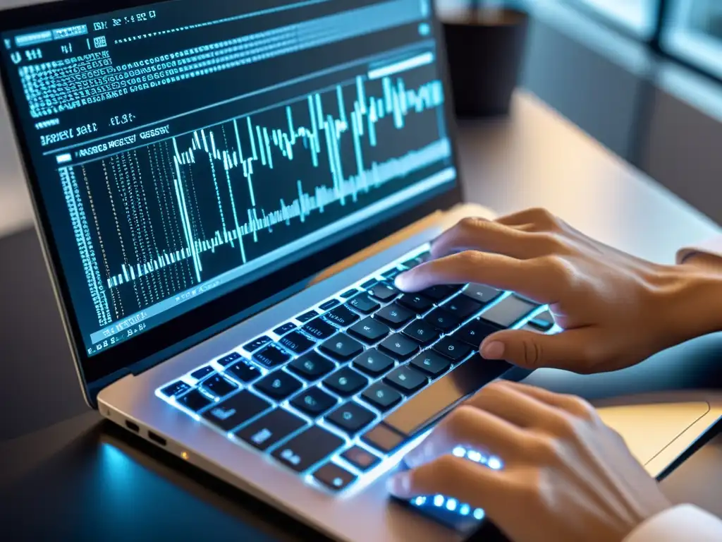 Un técnico experto implementando servicio soporte sistemas operativos alternativos con precisión en un entorno minimalista y concentrado