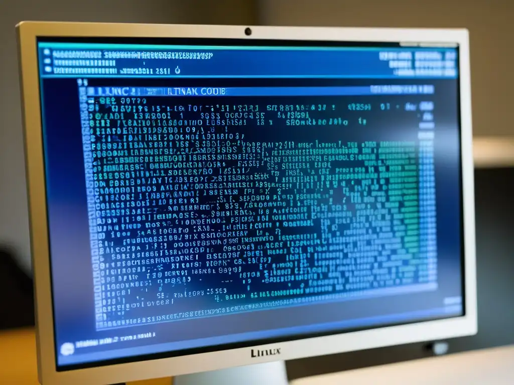 Una fotografía ultradetallada de un monitor de computadora mostrando código relacionado con el núcleo de Linux