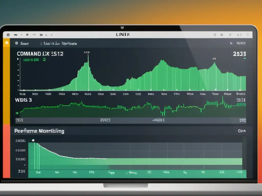 Vista detallada de monitoreo de aplicaciones en Linux a través de terminal con gráficos y datos en tiempo real