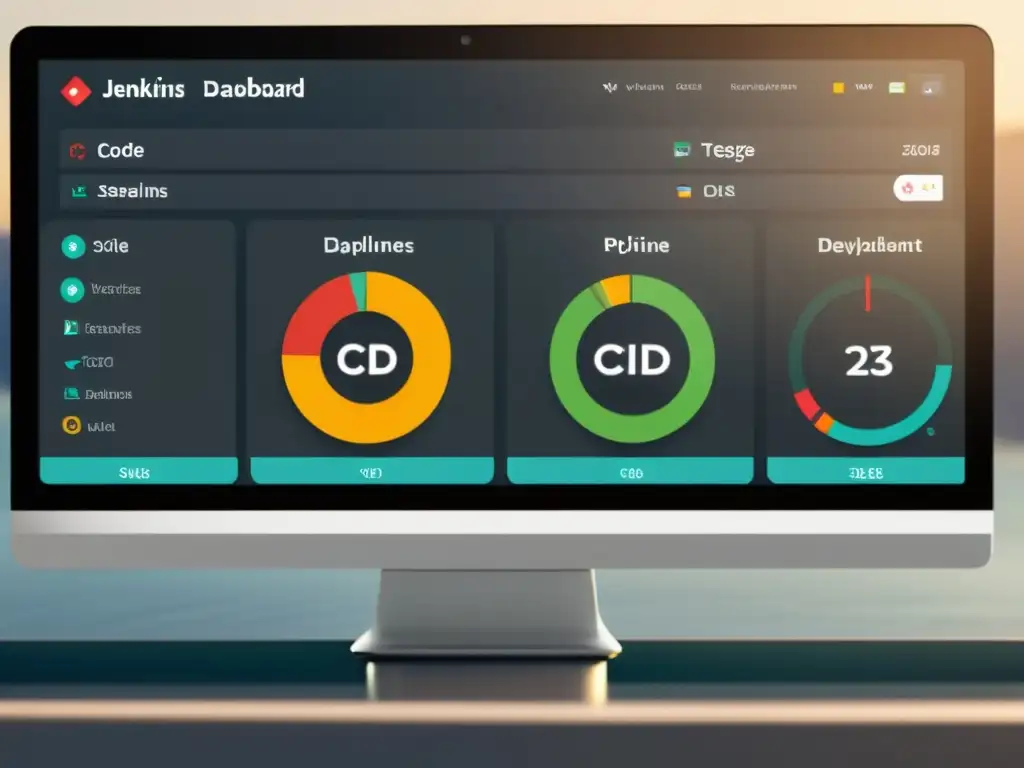 Una vista detallada de un panel de control de Jenkins en un sistema Linux, destacando la integración continua y despliegue de código