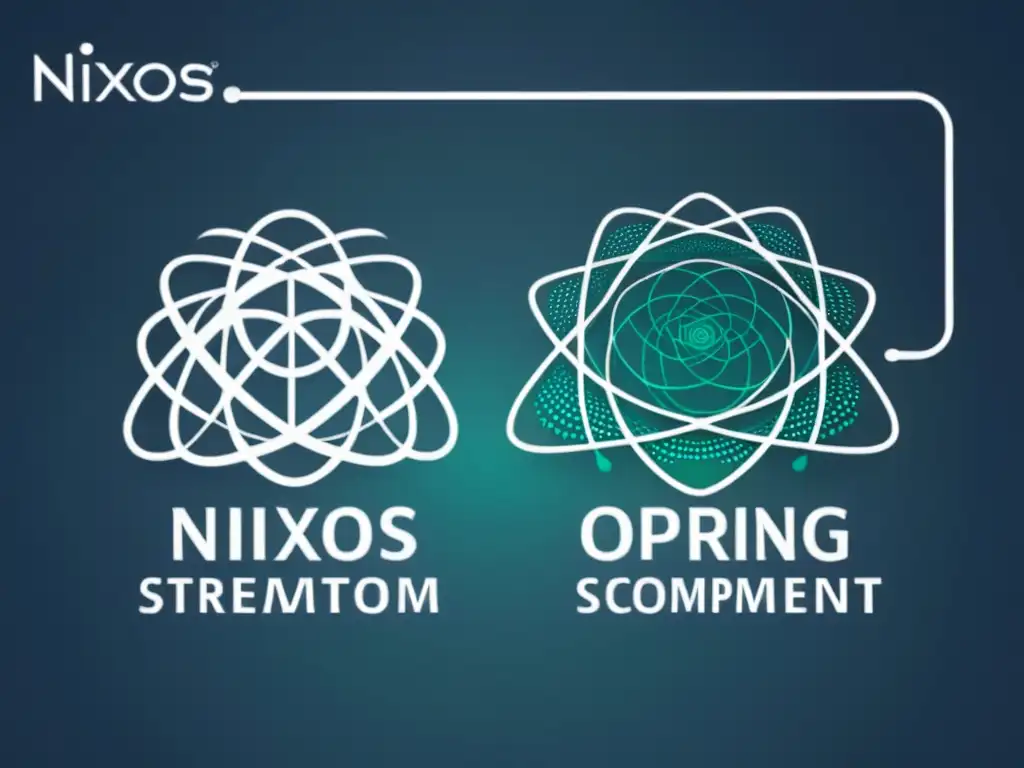 Comparación visual de la complejidad de un sistema operativo tradicional frente a la estructura inmutable y ordenada de NixOS