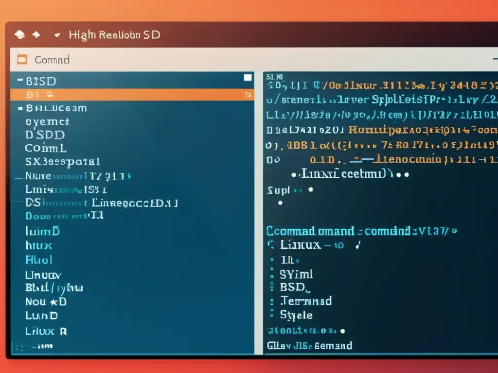 Comparación visual de interfaces de línea de comandos entre Linux y BSD, destacando diferencias en estilo y colores