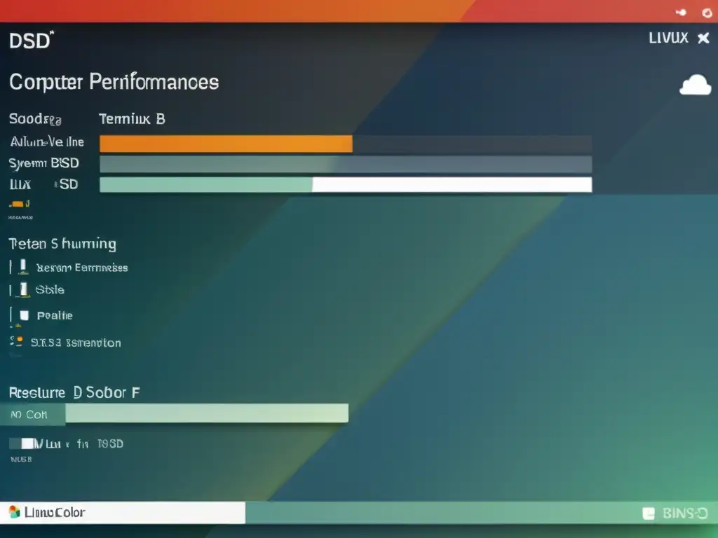 Comparación visual entre BSD y Linux, destacando ventajas y desventajas de BSD en interfaz y rendimiento del sistema operativo