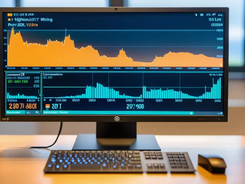 Comparación visual del rendimiento minería criptomonedas Linux vs Windows en pantalla dividida, mostrando métricas y datos de eficiencia