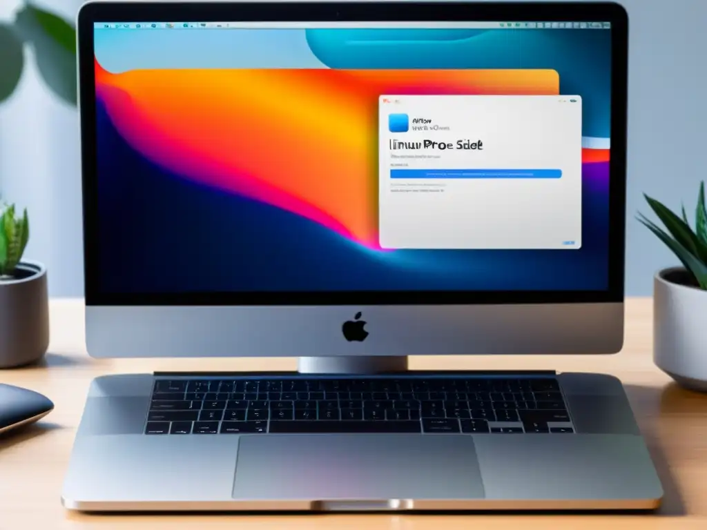 Comparación visual de sistemas operativos: MacBook Pro y laptop Linux, ideal para migrar de MacOS a Linux