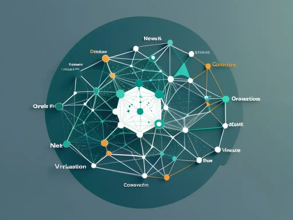 Una visualización detallada y ordenada de la compleja red virtual en sistemas alternativos, con líneas limpias y colores suaves